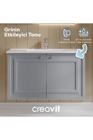 Creavit Kayra Lavabo Dolabı Kapaklı 100cm Mat Gri