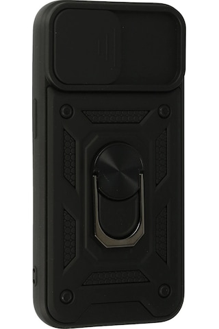 Newface Apple iPhone Uyumlu 13 Kılıf Pars Lens Yüzüklü Silikon Glblseme - 82 - Siyah