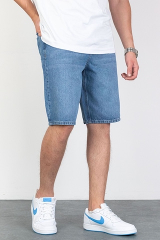 HLT Jeans Erkek Açık Mavi Baggy Fit Rahat Kesim %100 Pamuk Denim Loose Jeans Kot Şort Arthur-Açmavi 001