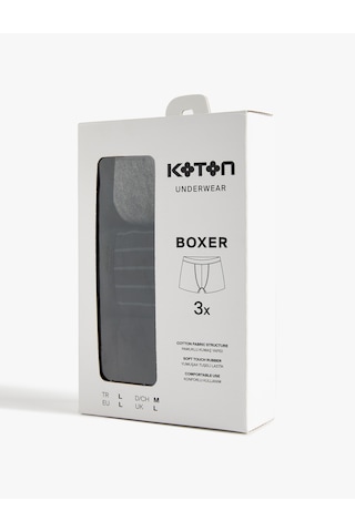 Koton Pamuklu Desenli 3'lü Boxer Seti Siyah Çizgili 6wlm90069mk Siyah Çizgili