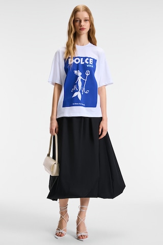 Grımelange VEYMIRA Kadın %100 Pamuk Bisiklet Yaka Kısa Kollu Oversize Fit Beyaz T-Shirt