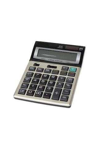 12 Haneli Finansal İşletmelere Özel Pratik Ergonomik Tuşlu Hesap Makinesi Pil+solar Özellikli Diğer