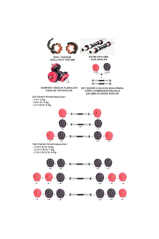 Dambıl Seti Blackred 6 İn 1 Fitness Set 11 Kg