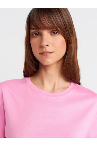Dilvin 31791 Bisiklet Yaka Modal T-shirt-pembe Pembe