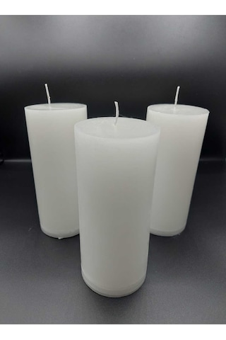 Soya Parafinli Beyaz 1 Adet 72 Saat Yanma Süreli Çap:7 Cm Boy:10 Silindir Blok Mum Beyaz Beyaz