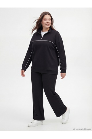 Lcw Modest Siyah Dik Yaka Oversize Kadın Sweatshirt