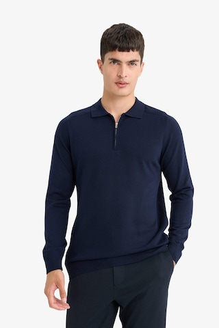 Defacto Standart Fit Polo Yaka Yarım Fermuarlı Premium Triko Kazak D0621AX24AU Lacivert