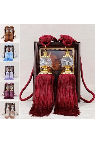 Ebitda 2 Adet 66cm Perde Bağı Püskül Seti - Plastik & Polyester - Kullanışlı Perde Askı Seti