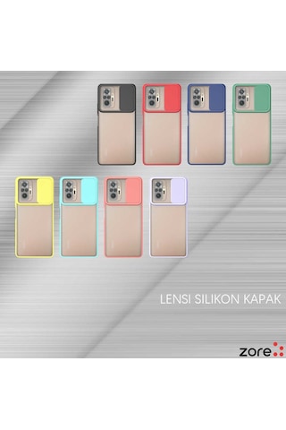 Noktaks - Xiaomi Uyumlu Xiaomi Redmi Note 10 Pro - Kılıf Slayt Sürgülü Arkası Buzlu Lensi Kapak - Lila