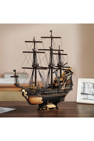 Rokr Mcb02 Yelkenli Gemi The Seahorse Barque Dıy Minyatür Maket Model Seti Ahşap 3d Wooden Puzzle 3d Model Kit Detaylı Dekoratif Hobi Seti Ahşap Maket