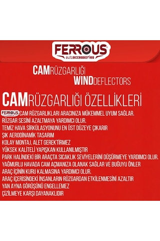 Renault Duster İle Uyumlu Ferrous Cam Rüzgarlığı 4lü 2024 Ve Üstü