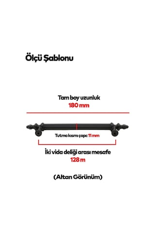 Lexroo 20 Adet Polavit 128 Mm Siyah Mobilya Mutfak Çekmece Dolap Dolabı Kulpu Kulbu Kulpları