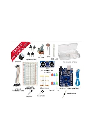 Arduino Uno 61 Parça Ekonomik Başlangıç Seti Malzeme Kutulu Arduino Uno 61 Parça Ekonomik Başlangıç Seti Malzeme Kutulu