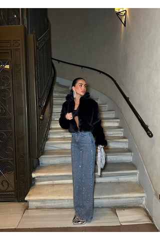 Shemard Yeni Sezon Tasarım Kadın Kristal Tas Detay Palazzo Jean Çok Renkli