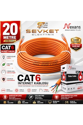 Nexans 20 Metre Cat6 Data Kablosu Turuncu Halojen Free Patch Cord Nexans 20 Metre Cat6 Data Kablosu Turuncu Halojen Free Patch Cord