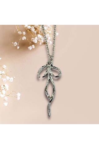 Kurdele Çelik Kadın Kolye Antik Gümüş Kaplama 60 Cm Zincir Çok Renkli