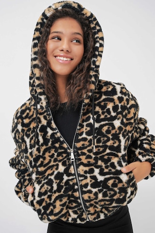 Gabria Kapişonlu Desenli Kısa Mont Siyah