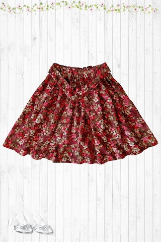 Çiçek Desenliçocuk Etek Pamuklu Viskon Kumaş Çiçekli2 Bordo