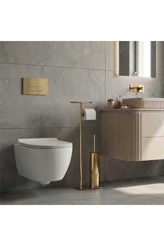 Kobos Nova Hareketli Wc Set Yuvarlak Parlak Altın Kbw-836-1gl