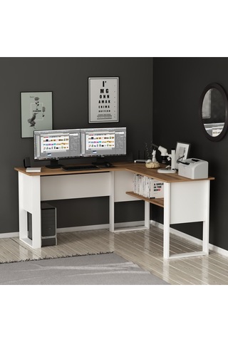 Randi Çalışma Masası Beyaz / Meşe Beyaz - Meşe