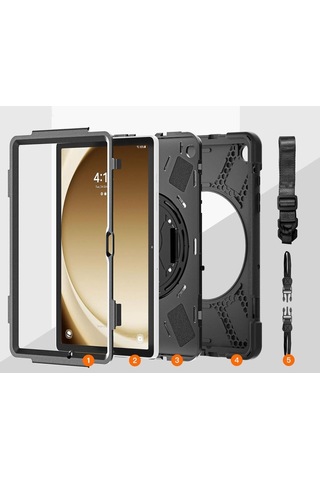 Samsung Galaxy Uyumlu Tab A9 Plus X210 X215 X216 Defender Askılı Zırhlı Tank Case