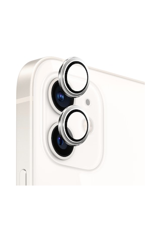 Safeus Safir Temperli Kamera Lens Koruyucu Apple Uyumlu iPhone 12 Ve Mini İle Beyaz