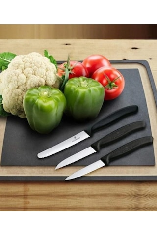 Victorinox Swiss Classic 3lü Soyma Bıçak Seti Siyah siyah