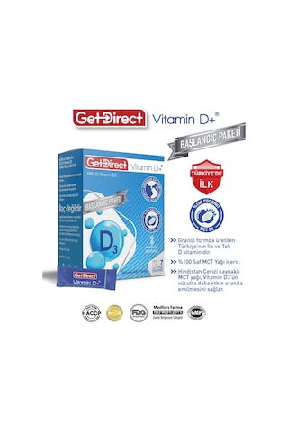 Vitamin D+ Başlangıç Paketi 1000 Iu Vitamin D3 Içeren Takviye Edici Gıda 7 Saşe