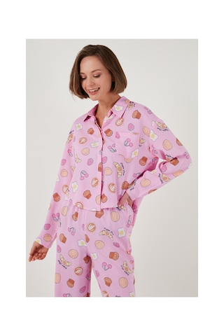 Lela Desenli Rahat Kesim Bol Paça Yazlık Bayan Pijama Takımı 6110014 Şeker Pembe