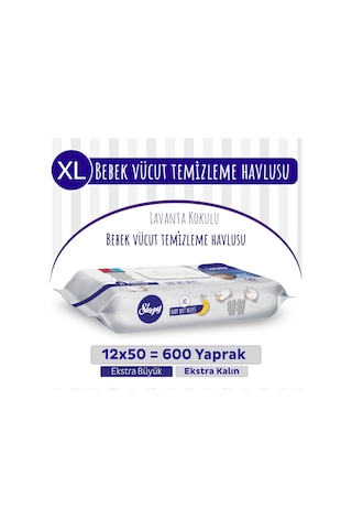 Sleepy Xl Lavanta Kokulu Bebek Vücut Temizleme Havlusu 12 x 50 600 Yaprak
