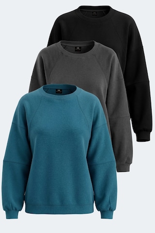 Slazenger Vıa 3 Lü Set Kadın Oversıze Sweatshırt Siyah - Koyu Gri - Petrol