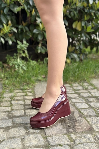 Zenneshoes Helena Dolgu Topuklu Kadın Ayakkabı Bordo