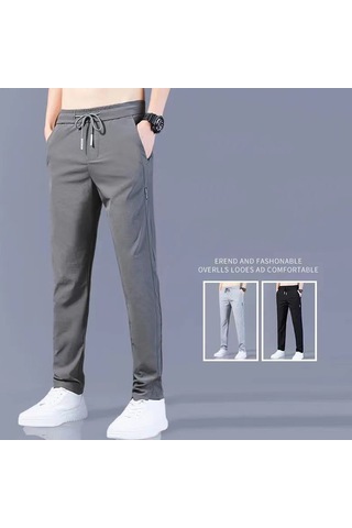 Sones Erkek Yaz İnce Lastikli Bel Pantolon Işık Gary Siyah