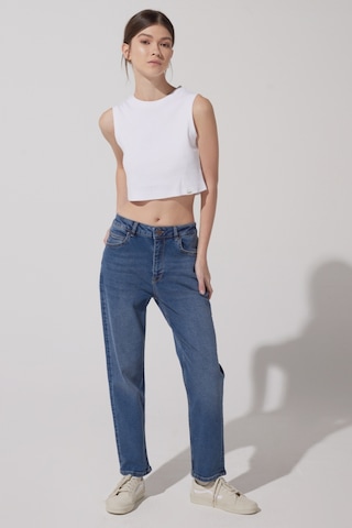 Lee Carol Yüksek Bel Düz Paça Mavi Kadın Esnek Jean Denim Kot Pantolon L30U008XT Mavi