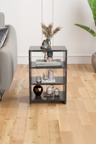 4 Raflı Komodin Yatak Odası Yanı Komodin Bölmeli Komodin Siyah