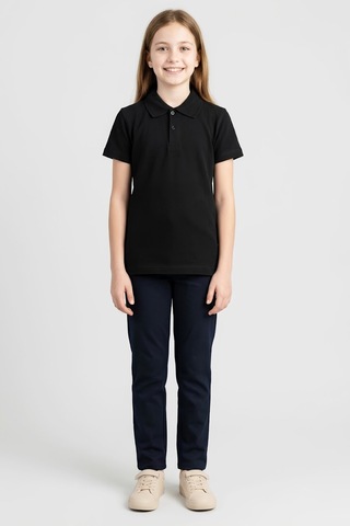 Modanino Kız Çocuk T-shirt %100 Pamuk Ve Okul Tarz 6-16 Yaş 12784mrt Siyah