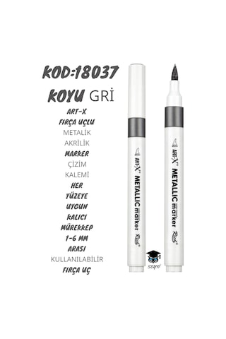 Fırça Uçlu Metalik Akrilik Marker Çizim Kalemi Her Yüzeye Uygun Kalıcı Mürekkep 1-6 Mm Uç Art