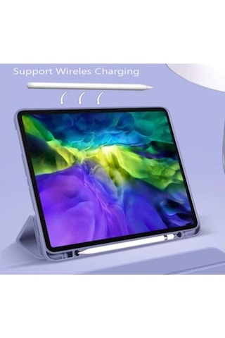 Apple Uyumlu iPad Pro 12.9 3. Nesil Kılıf Kalem Bölmeli Trifolding Case