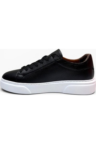 Brt Lf-050-26 Hakiki Baskı Deri Anatomik Erkek Sneaker Siyah Beyaz
