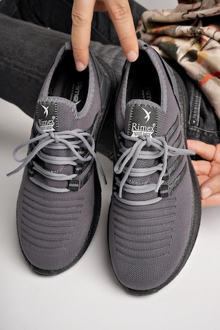 Muggo Montag Garantili Günlük Ortopedik Kaymaz Taban Bağcıklı Çizgili Erkek Sneaker Spor Ayakkabı Füme