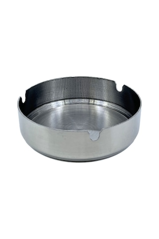 Paslanmaz Çelik Yuvarlak Metal Küllük - Lüks Fırçalanmış Tasarım 10 Cm