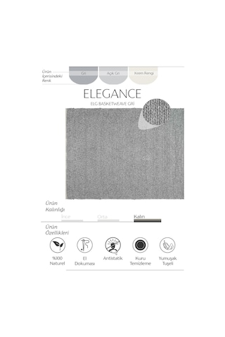 Eko Halı Jade Basketweave Gri Naturel Doğal Yün Kazak Örgü Desenli El Dokuma Örgü Halı Gri
