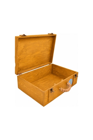 Dekoratif Retro Ahşap Bavul Valiz Sarı Meşe 43 30 14 Cm