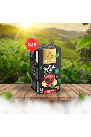 Mevlana Çay Bardak Poşet Siyah 20 Li 12 Kutu