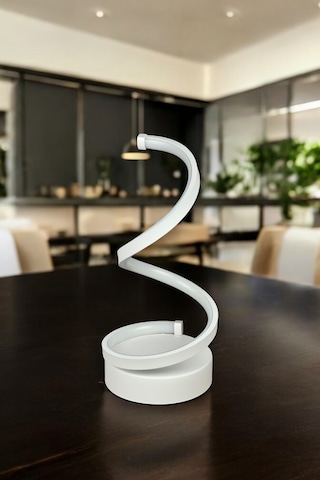 Lara Beyaz Renk Gün Işığı Led Işıklı Modern Tasarım Masa Lambası Beyaz