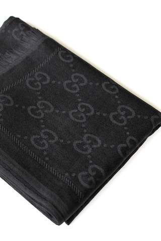 Miorel Scarfs G Desen Çift Taraflı Kaşmir İpek Şal 4 Mevsim Soft Pamuklu Şal Siyah