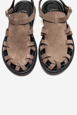 Luvishoes Alone Vizon Süet Hakiki Deri Kadın Sandalet