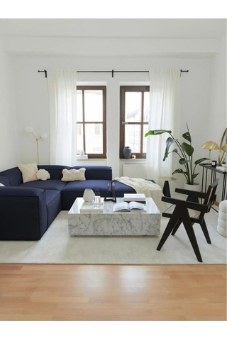 Mira Relax 4 Modül Köşe Koltuk Lacivert Keten Kumaş Antrasit