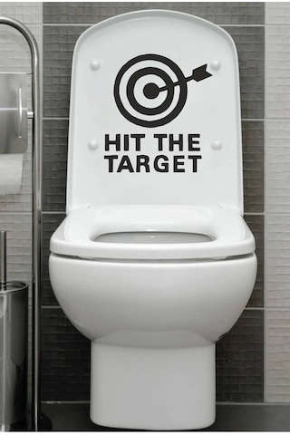 Hit The Target Hedefi Vur Duvar Kapı Cam Klozet Kapağı Banyo Wc Sticker 25x23 Cm
