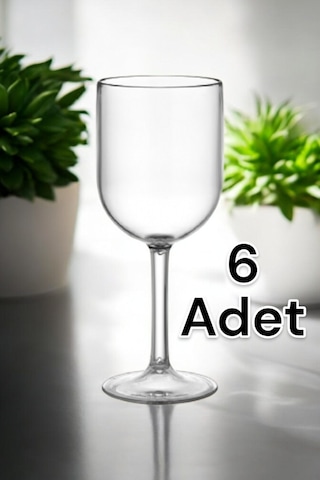 Kırılmaz Çizilmez Şarap Bardağı 400 Ml Cam Gibi Şeffaf Polikarbon Şarap Kadehi 6 Adet Şeffaf